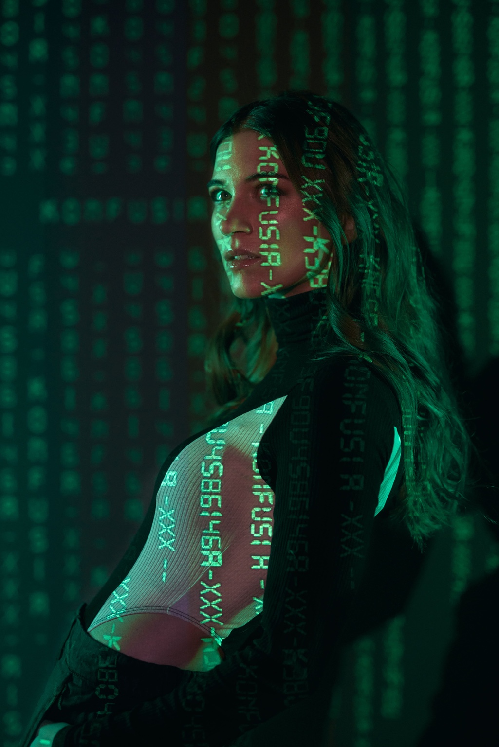 MYSTRA portrait with projected visuals
